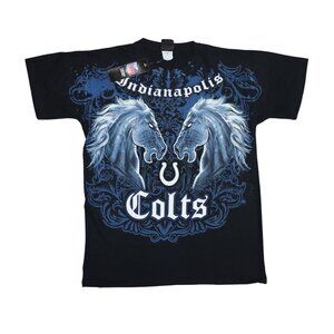 Indianapolis Colts NFL Team Apparel Face Off Liquid Blue Crew Neck T-Shirt NWT